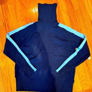 Theo and Spence stripe turtleneck sweater